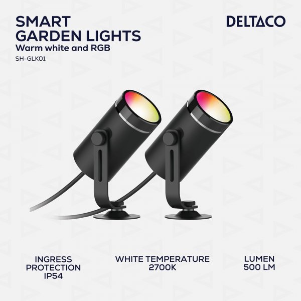 Deltaco Smart Home Älykäs puutarhavalaistus RGB 2 kpl