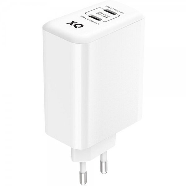 Xqisit Pikalaturi 2xUSB-C PD 3.0 GaN 67W Valkoinen