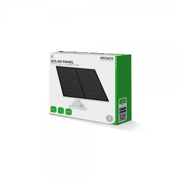 Deltaco Smart Home aurinkopaneeli USB-C-liitännällä 5W 3m