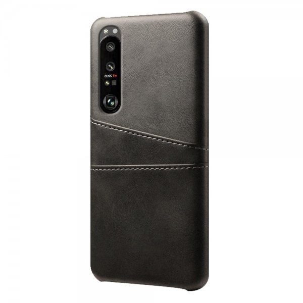 Sony Xperia 1 III suojakuori, jossa kaksi korttipaikkaa, musta
