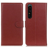 Sony Xperia 1 IV Litchi ruskea suojakotelo