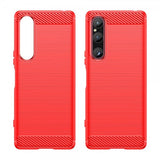 Sony Xperia 1 V -kuori harjatulla hiilikuitutekstuurilla, punainen