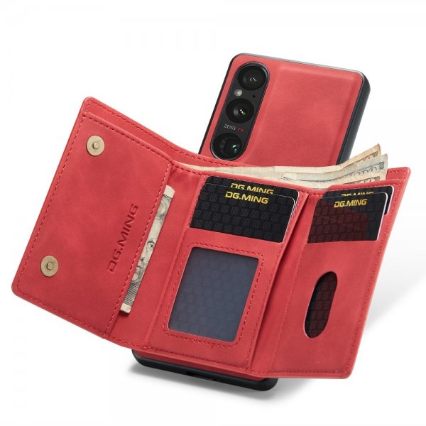 Dg.Ming Sony Xperia 1 V -suojakotelo M1 Series, irrotettava korttikotelo, punainen
