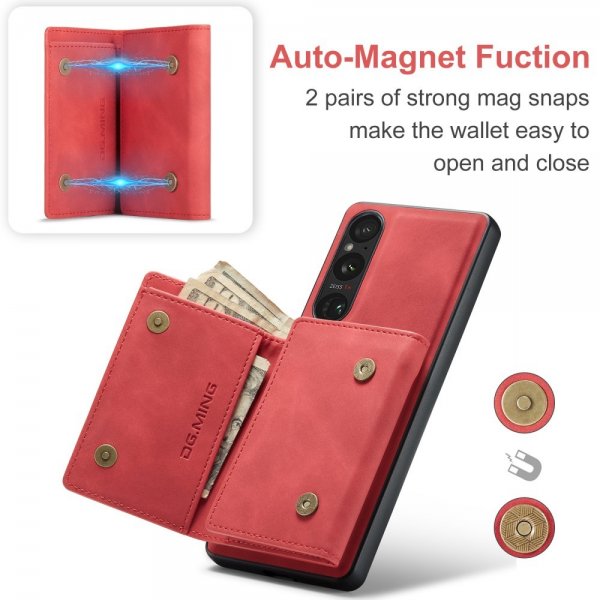 Dg.Ming Sony Xperia 1 V -suojakotelo M1 Series, irrotettava korttikotelo, punainen