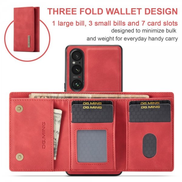 Dg.Ming Sony Xperia 1 V -suojakotelo M1 Series, irrotettava korttikotelo, punainen