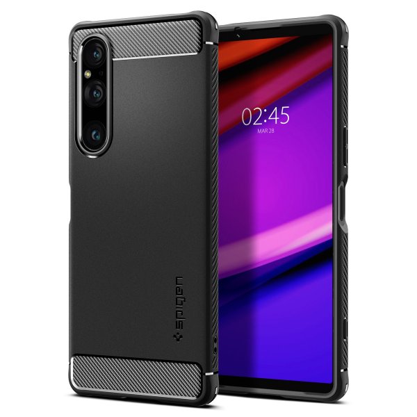 Spigen Sony Xperia 1 V Suojakuori Rugged Armor Mattamusta