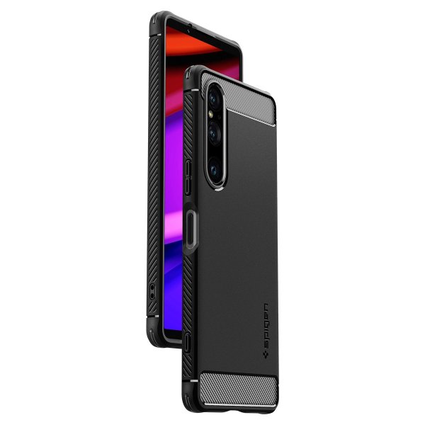 Spigen Sony Xperia 1 V Suojakuori Rugged Armor Mattamusta