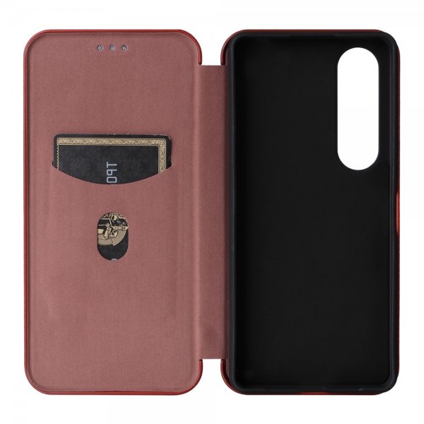 Sony Xperia 1 VI Kotelo Hiilikuitukuviointi Ruskea