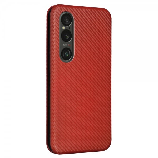 Sony Xperia 1 VI Kotelo Hiilikuitukuviointi Ruskea