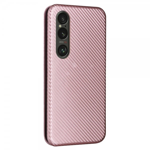 Sony Xperia 1 VI Kotelo Hiilikuitukuvio Ruusukulta
