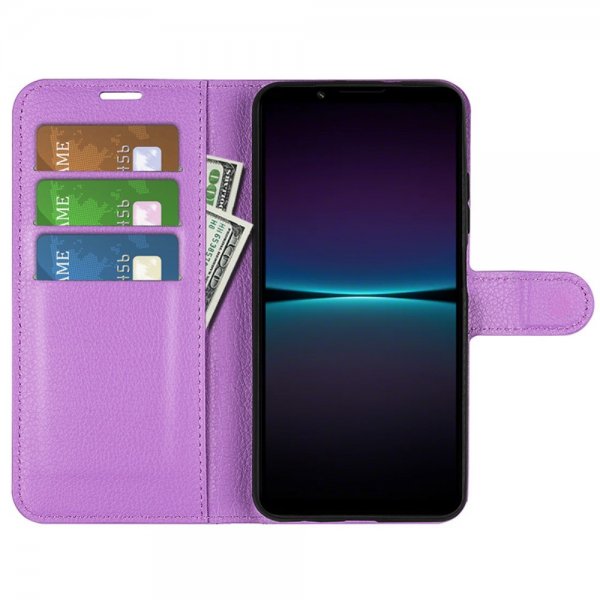 Sony Xperia 1 VI Litchi-kuvioinen kansio, violetti