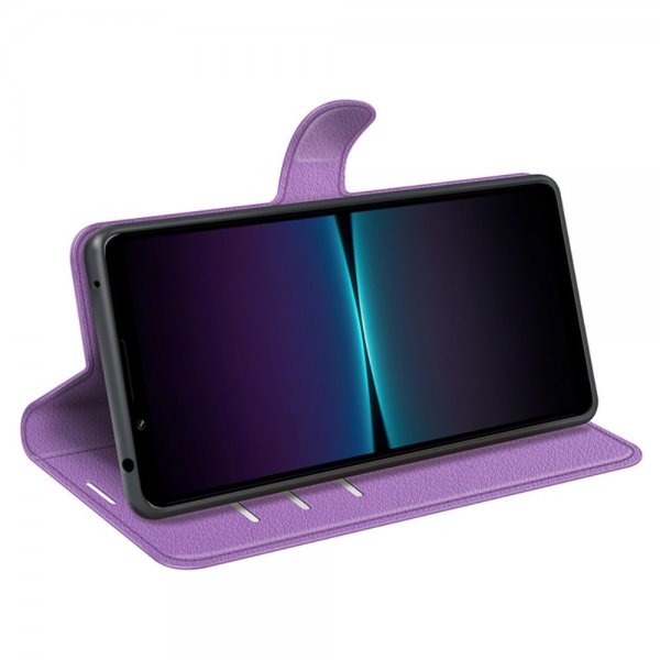 Sony Xperia 1 VI Litchi-kuvioinen kansio, violetti