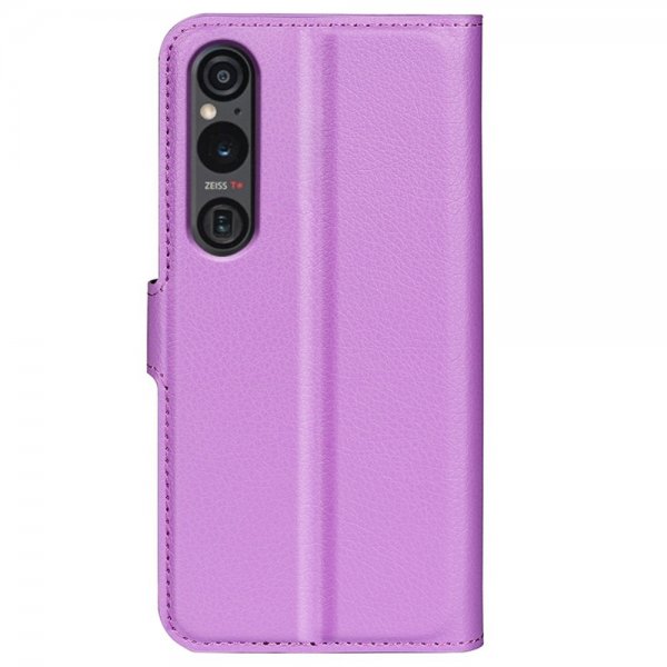 Sony Xperia 1 VI Litchi-kuvioinen kansio, violetti