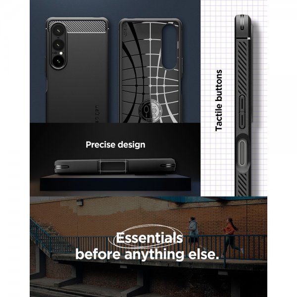 Spigen Sony Xperia 1 VII Suojakuori Rugged Armor Mattamusta