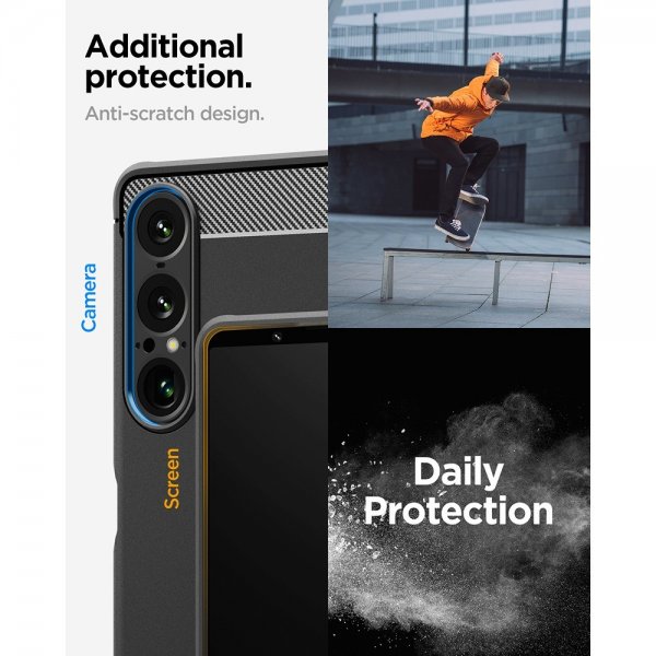 Spigen Sony Xperia 1 VII Suojakuori Rugged Armor Mattamusta