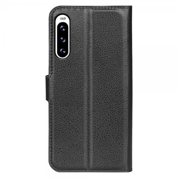 Sony Xperia 10 V Lompakkokotelo Litsi Musta