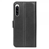 Sony Xperia 10 V Lompakkokotelo Litsi Musta