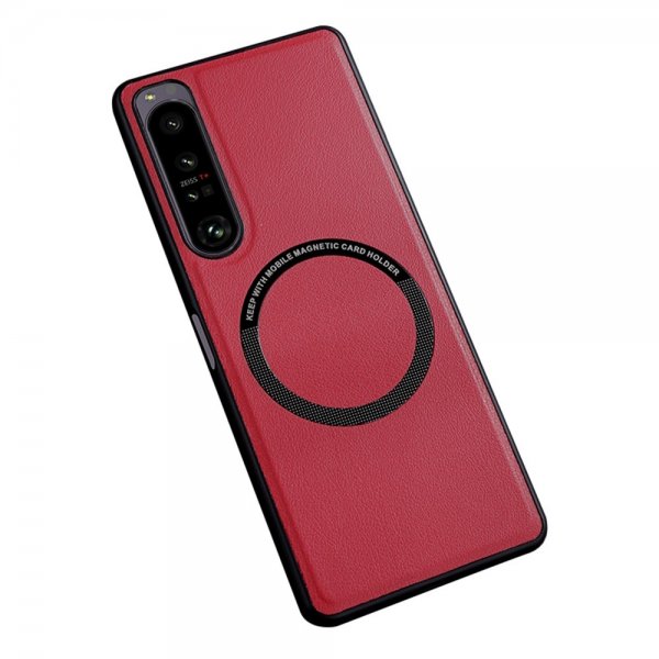 Sony Xperia 10 V Keinonahkakuori MagSafe Punainen