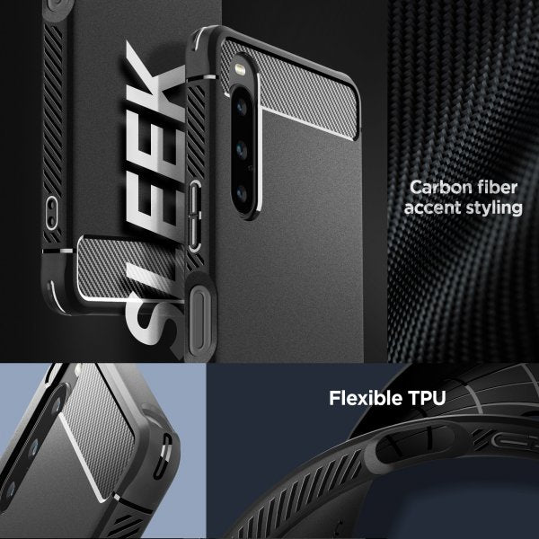 Spigen Sony Xperia 10 V -kuori, Rugged Armor, mattamusta