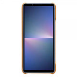 Sony Xperia 5 V Kuoret, joissa kaksi korttipaikkaa, vaaleanruskea