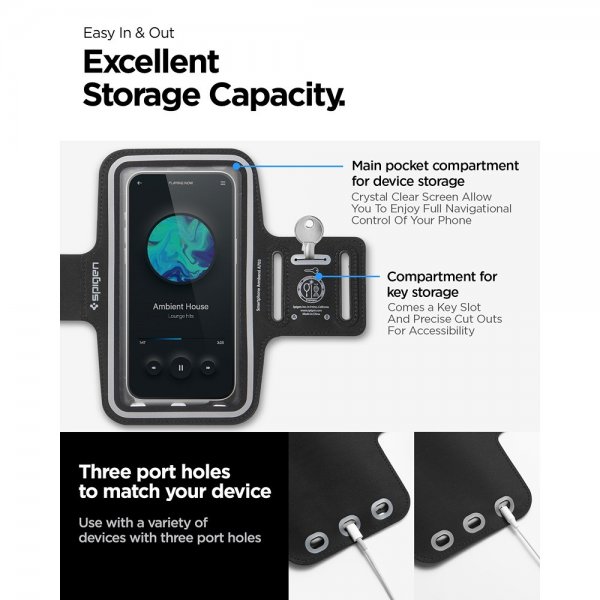 Spigen Sportranneke Dynamic Shield A703 Puhelinpidike Musta