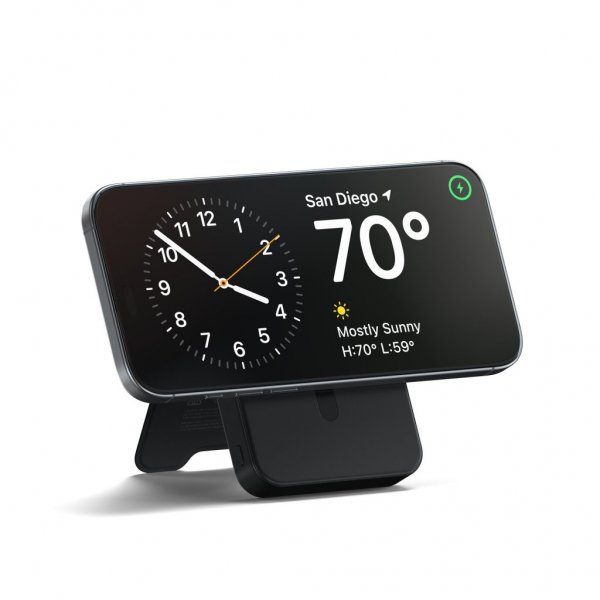 Satechi OntheGo Qi2 10K MagSafe-varavirtalähde jalustalla, musta