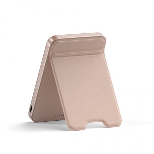 Satechi On-the-Go Qi2 5K MagSafe-varavirtalähde jalustalla, Desert Rose