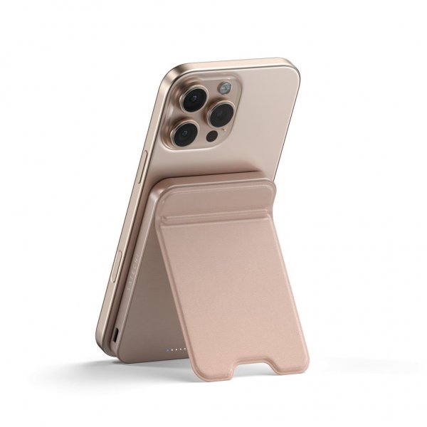 Satechi On-the-Go Qi2 5K MagSafe-varavirtalähde jalustalla, Desert Rose