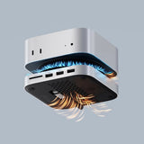 Satechi Mac Mini M4 -jalusta ja keskitin SSD-kotelolla, hopea