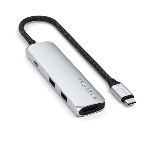 Satechi 4-in-1 USB-C Slim Multiport-adapteri 4K hopea