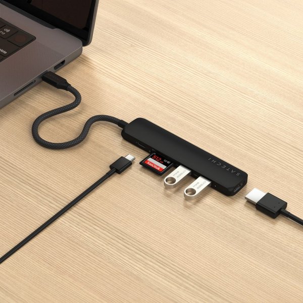 Satechi 6-in-1 USB-C Slim Multiport -adapteri, musta