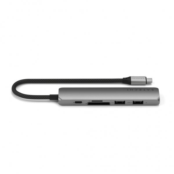 Satechi 6-in-1 USB-C Slim Multiport -adapteri avaruudenharmaa