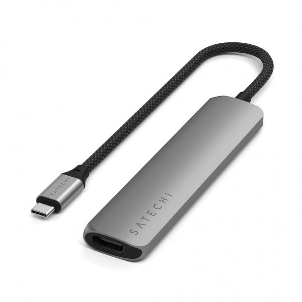 Satechi 6-in-1 USB-C Slim Multiport -adapteri avaruudenharmaa