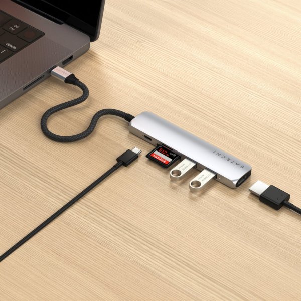 Satechi 6-in-1 USB-C Slim Multiport -sovitin, hopea