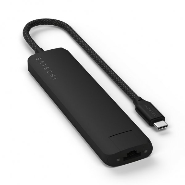 Satechi 7-in-1 USB-C Slim Multiport -adapteri Ethernetillä, musta