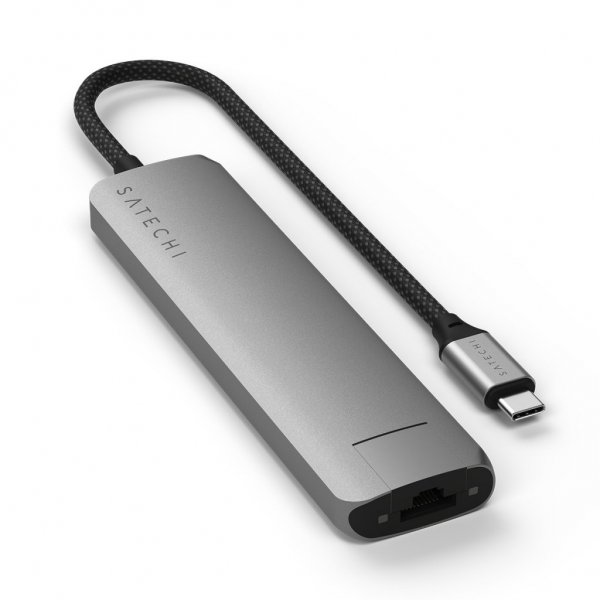 Satechi 7-in-1 USB-C Slim Multiport -sovitin Ethernetillä, tähtiharmaa