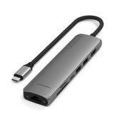 Satechi 7-in-1 USB-C Slim Multiport -sovitin Ethernetillä, tähtiharmaa