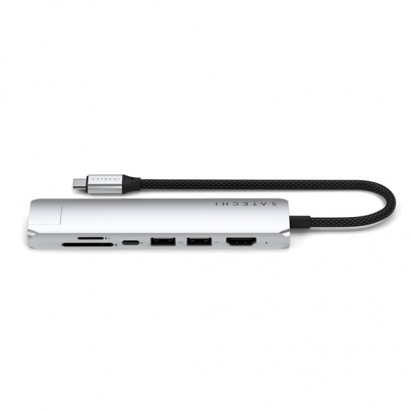 Satechi 7-in-1 USB-C Slim Multiport -adapteri Ethernetillä, hopea