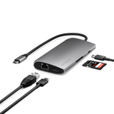 Satechi USB-C Multiport-sovitin 8K Ethernet V3 Space Gray -värissä