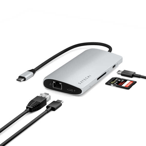 Satechi USB-C Multiport-adapteri 8K Ethernet V3, hopea