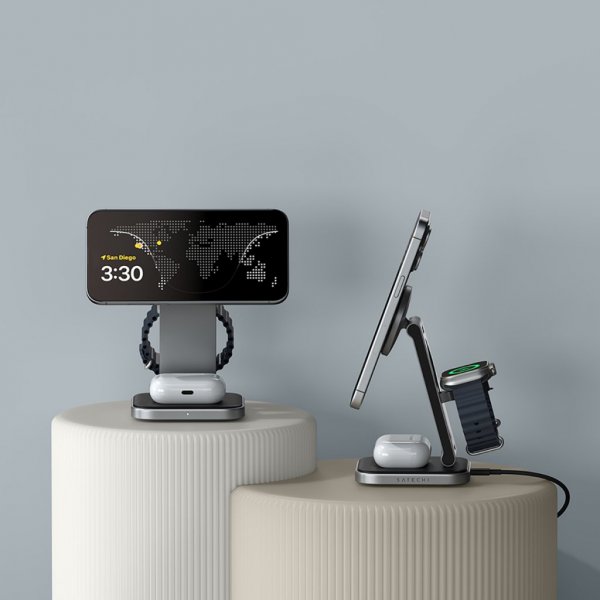 Satechi langaton laturi 3-in-1 taitettava Qi2 Wireless Charging Stand MagSafe