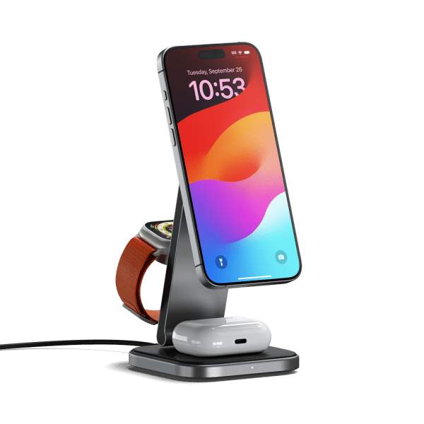 Satechi langaton laturi 3-in-1 taitettava Qi2 Wireless Charging Stand MagSafe