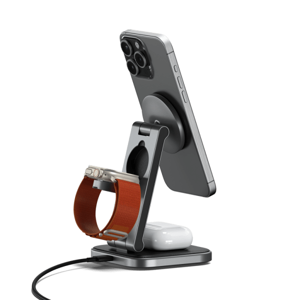Satechi langaton laturi 3-in-1 taitettava Qi2 Wireless Charging Stand MagSafe