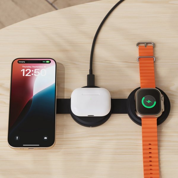 Satechi OntheGo 3-in-1 langaton laturi Musta