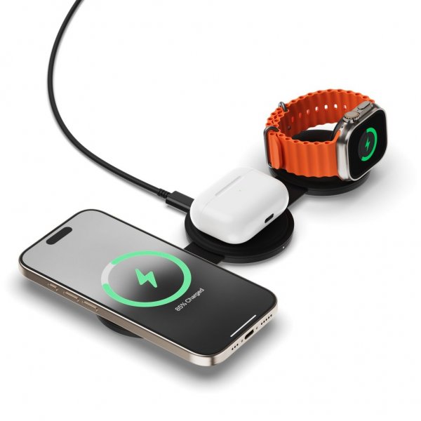 Satechi OntheGo 3-in-1 langaton laturi Musta