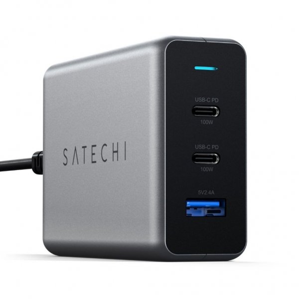 Satechi 100W GaN PD -matkalaturi kahdella USB-C- ja USB-A-portilla