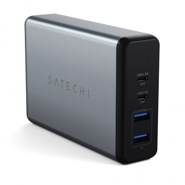 Satechi 108 W PD matkalaturi kahdella USB-C- ja USB-A-ulostulolla, harmaa