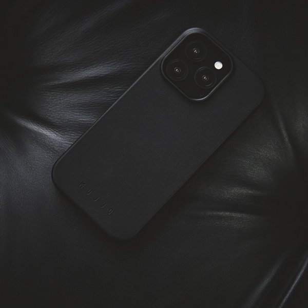 Mujjo iPhone 16 Pro Max -kotelo täysnahkaa, musta