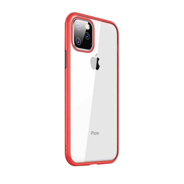 iPhone 11 Pro Max Kuori Iskunkestävä Punainen Läpinäkyvä