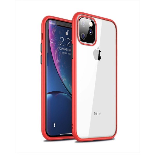 iPhone 11 Pro Max Kuori Iskunkestävä Punainen Läpinäkyvä